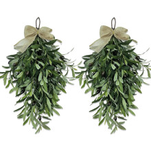 Guirnalda de ramas de olivo artificiales Premium de 60 cm (24") con forma de lágrima – Vegetación artificial realista para puerta principal,
