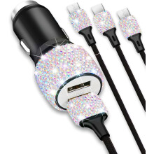 Bling5V2.4A Flerfärgad Dekor Dubbelport med 1,2 meter Nylon Typ C 3in1Multi för, Inredningstillbehör för kvinnor
