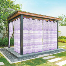 Lilla stripete vanntette utendørsgardiner, naturabstrakt kunst, maljetopp, for terrasse/veranda/lysthus/hage/pergola, 54x108 tommer, 1 panel