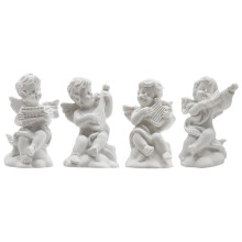 Conjunto de 4 estatuetas de querubins fofinhos, miniaturas de resina, adoráveis esculturas musicais para decoração de casa.