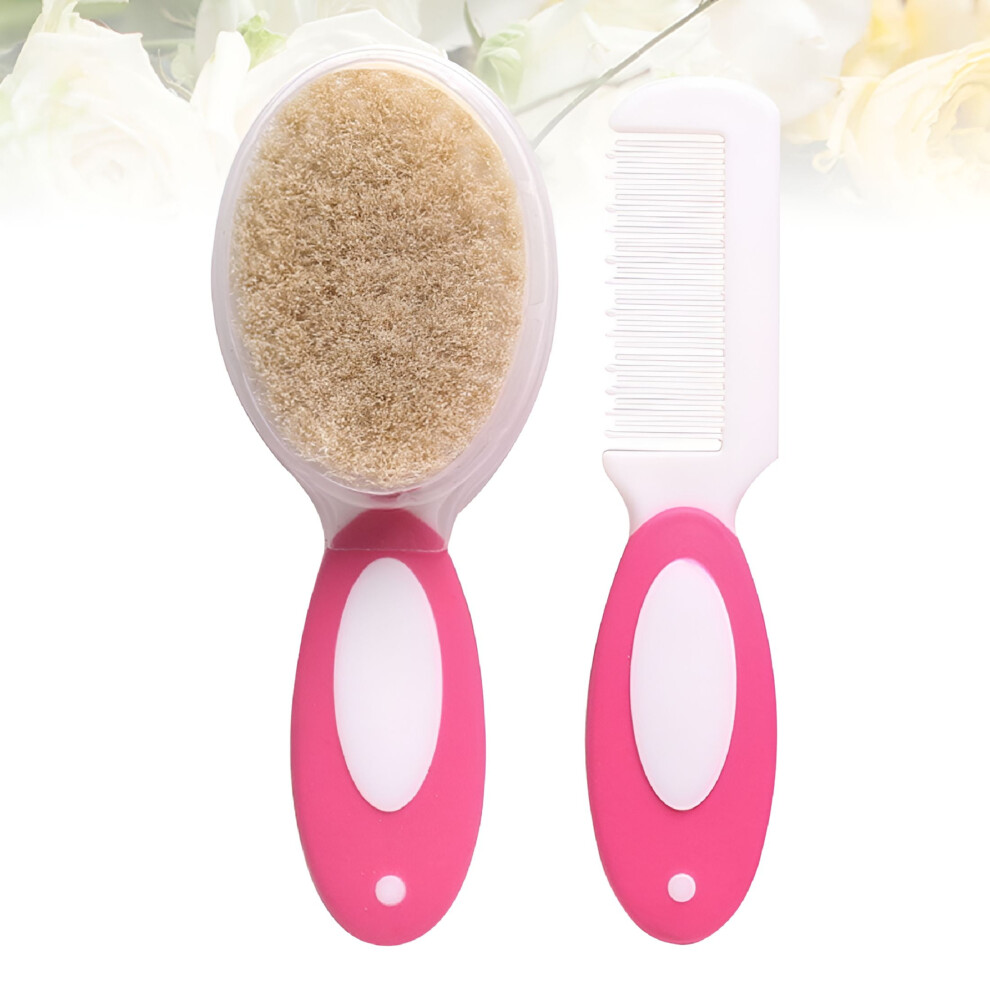 Acdanc Baby Hairbrush 2Pcs In 1 Set Baby Hairbrush Newborn Baby Care Hair Brush Infant Hair Comb Head Massager Pink
