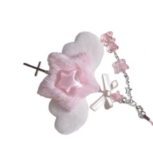 Portachiavi con ciondolo a fiocco elegante e perline, decorazione per borsa o cordino per telefono.