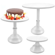 Hvite dessertbordstativer, 3 stk. metallkakestativsett (8''10''12''), ideelt for bryllup og bursdag