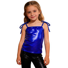 AWZXDE Girls Sparkly Tank Top With Adjustable Tie Straps Longline Vest For Party Casual Wear And Kids Vest Apparel Blue,8-10 Years