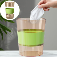 Modular Trash Can - 10.6x8.8x7in Foldable Transparent Plastic Waste Bin, Compact Open Design for Office, Bathroom, Desk Side & Small Spaces,Green