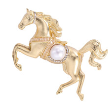 Broche de caballo en aleación con cristales, 5,2 x 3,7 cm