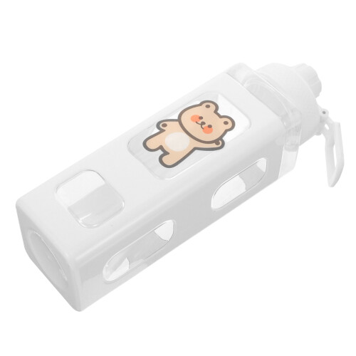 White Plastic Water Bottle with Straw Square Body Portable Jug 2