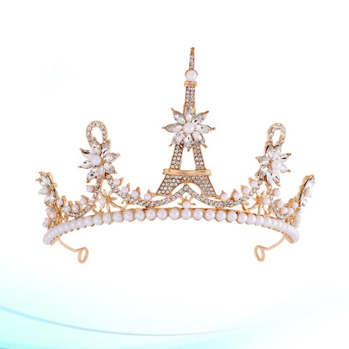 Couronne de strass dorés, serre-tête de mariée