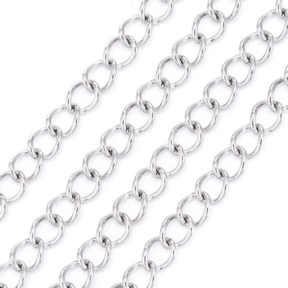 Resistant 304 Stainless Steel Curb Chains Twisted Chains Soldered Stainless Steel Color 4X3x0.6mm 9340959259328