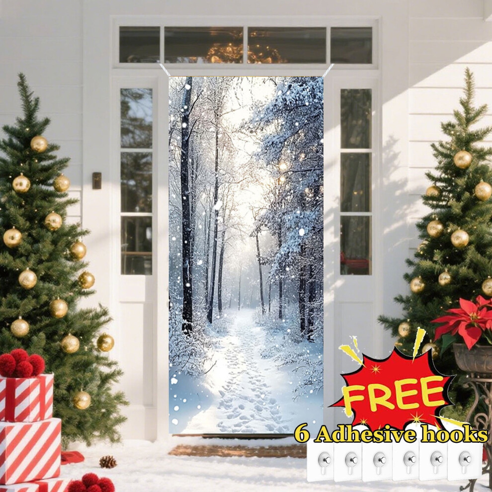 Christmas Door Cover Decor Â Snow Scene Backdrop, Xmas Hanging Banner & Photography Background, Compatible With Front Doors 9340959259731
