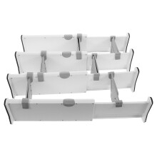 White Plastic Drawer Separator Organizer Adjustable for Kitchen Closet Dresser and Bathroom Drawers