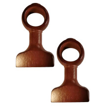 2-Pack Natural Wood Curtain Rod Brackets for 1.4" Poles | Decorative Wooden Holders Compatible with 1-2/5" Poles