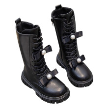 Toddler Girls Winter Fashion Boots Warm Long Calf Height Leather Booties For Kids Stylish Boots Non- Comfortable Shoes Holiday