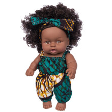 8-Inch Vinyl Baby Doll - Realistic Collectible Figure, Curly Hair Design, Photography Prop, Art Collection Piece for 3+ Years
