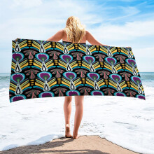 Zachte microvezel strandhanddoek, 76 x 152 cm, sneldrogend, lichtgewicht, bohemian meerkleurig – een geweldig cadeau voor stellen/vrienden
