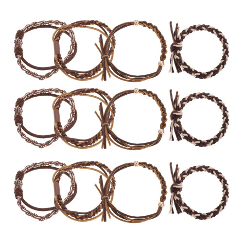 Elastici e braccialetti per capelli in stile boho, in lega e nylon, multicolore