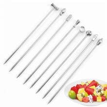 Palillos metálicos para cóctel Martini (9 unidades), brochetas de aceitunas de acero inoxidable de 10,4 cm, palillos reutilizables para decorar