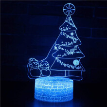 3D ilúzne nočné svetlo, vianočný stromček, nočné svetlo, narodeninový darček, lampa, 7 farieb, meniace sa vianočné dekorácie na stôl v
