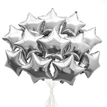 Ballons en aluminium argentés en forme d'étoile (lot de 12, 40 cm), en mylar, avec paille, gonflables à l'air ou à l'hélium – Décoration de