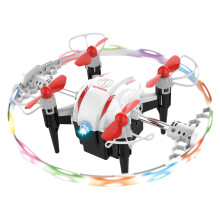 Mini Remote Control Drone with Protective Ring 360 Flips Altitude Hold Headless Mode 3 Speed LED Lights RC Flying Toy for Beginners(Red)