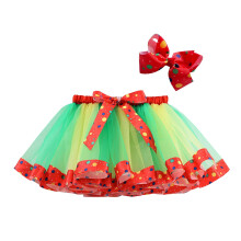 AWZXDE Girls Polka Dot Print Tutu Skirt For Girls Layered Party Dress With Bow For Pretend Play Tulle Skirt 2 8Y Green