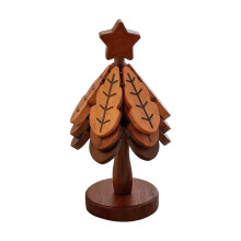 Wooden Trivets for Hot Dishes Christmas Tree Design 6-Piece