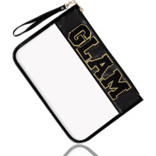 Durchsichtige Chenille-Brieftasche mit Handgelenkschlaufe, PVC-PU-Reißverschlusstasche