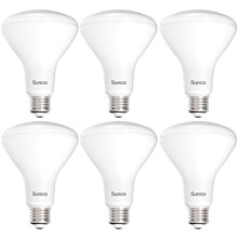 Ampoules LED BR30 de Sunco (lot de 6), 850 lm, 11 W (équivalent 65 W), lumière du jour 6 000 K, dimmables, culot E26, certifiées UL —