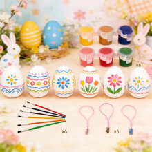 Kit de pictat ouă de Paște pentru s6pack cu pensule vopsea și sfori activitate artistică pentru petreceri de sărbători (A-6pc)