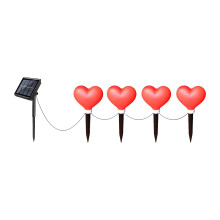 Set van 4 rode hartvormige solarverlichting voor Valentijnsdag – Hartvormige buitenverlichting voor pad, terras, tuin en veranda – Geschikt voor
