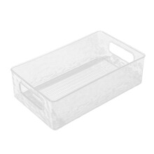 Panier de rangement cosmétique en acrylique argenté à motif glacier – Rangement de bureau empilable et transparent pour pinceaux et cosmétiques