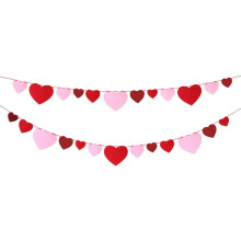 Guirnalda de corazones de fieltro de ceiba para la decoración del Día de San Valentín. No requiere bricolaje. Guirnalda de corazones para