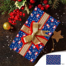 Ensemble de papier cadeau de Noël vintage – 5 feuilles (74 x 51 cm) avec motifs Père Noël, flocons de neige et sapin – Convient à toutes les