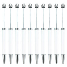 Lot de 10 stylos à bille multicolores à perles, écriture fluide, perles de 1 mm, fournitures de papeterie fantaisie