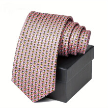 Pink silk tie with bee pattern unisex 2.95 inches
