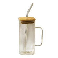 Verres réutilisables et écologiques avec couvercles et pailles en verre – Gobelets étanches sans BPA pour eau/jus, pour la maison, le bureau ou