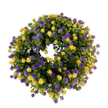 Couronne de printemps violette et jaune – Décoration de porte de style champêtre, idéale pour le printemps et l'été, compatible avec