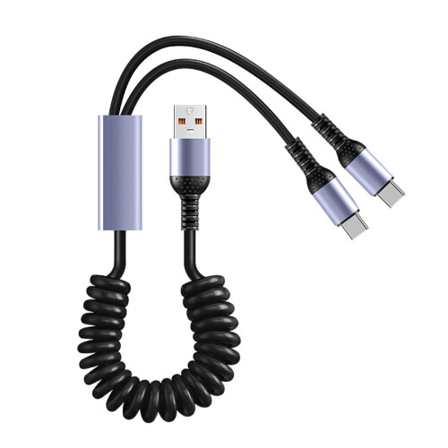 Καλώδιο φορτιστή USB διπλού τύπου C σε USB, με ελατήριο για εύκολη αποθήκευση στο