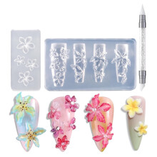 Molde de silicona para decoración de uñas con forma de flor (3 unidades)