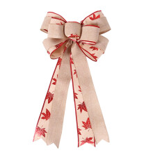Laços grandes para guirlandas de Natal, laços de folhas de bordo para guirlandas de outono, laços de fita para decoração de árvores de Natal,