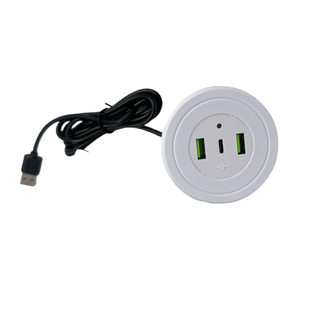 3 Port Usb Desk Hole Round Desktop Charging Station Usb Type C Embedded Power Adapter Connector For Home 9450273044170