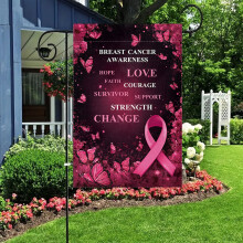 Breast Cancer Awareness Garden Flag Double-Sided Pink