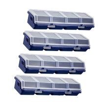 4-delige schroevenorganizer opbergdoos met tussenschotten en klikdeksel ter bescherming van werkplaatsen, garages en hobbyruimtes
