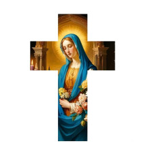 Croix murale rétro vintage en bois, crucifix catholique suspendu réaliste pour la maison/l'église, cadeaux de Noël et de Pâques – Compatible