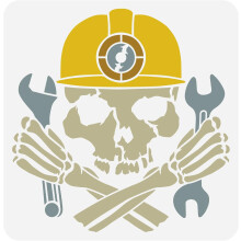 Șablon mecanic craniu 29,5 cm x 29,5 cm, model reutilizabil din plastic cu craniu și cheie pentru pereți, lemn, meșteșuguri DIY – Compatibil
