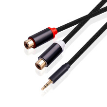 Adaptador de audio estéreo de 3,5 mm macho a 2 hembra, cable AUX de nailon para smartphones, MP3, tabletas, altavoces y HDTV.