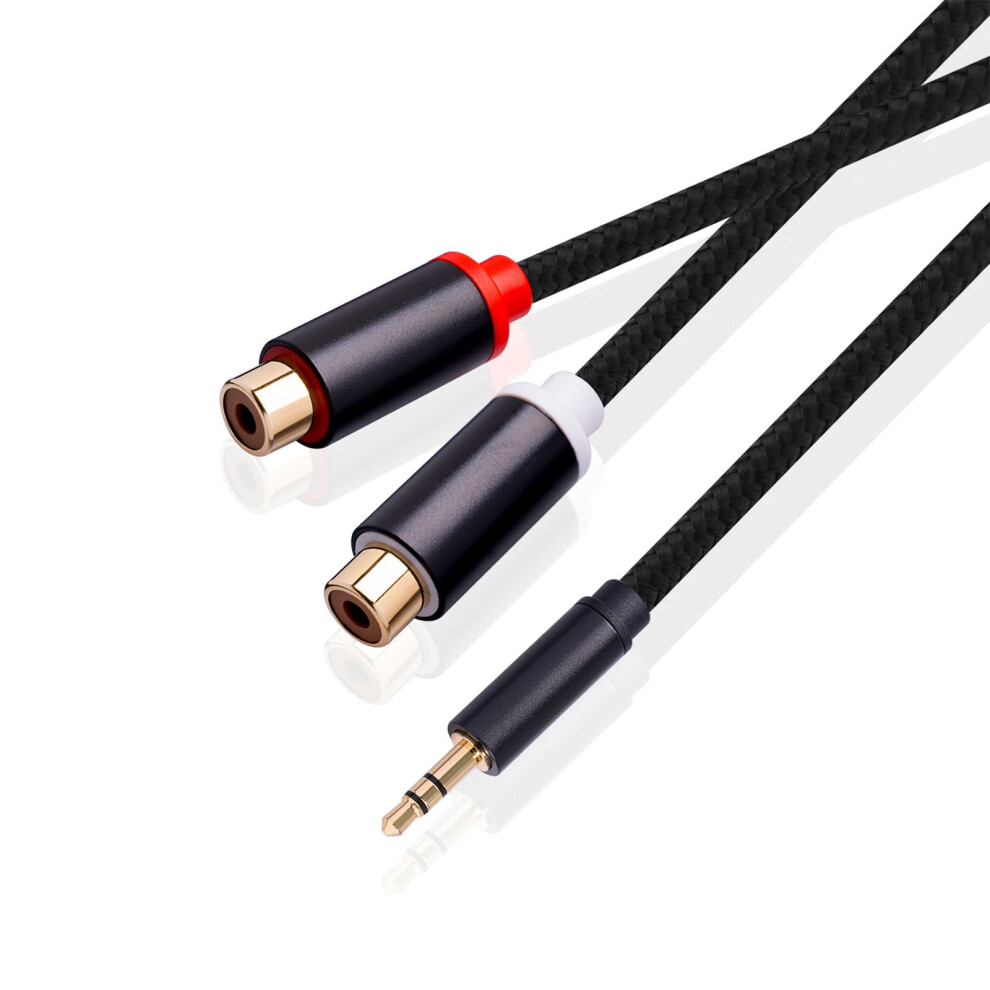 3.5Mm Male To Dual Female Stereo Audio Adapter Nylon 900223296290