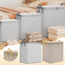 Stevige opbergtassen voor kleding, dekens en verhuisbenodigdheden, 26x22x28 inch, extra grote opvouwbare kastorganizer met handvatten, bruin