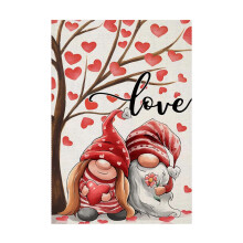 Bandiera da giardino in lino, bandiera da giardino per San Valentino, design con rose, doppia stampa, bandiera festiva