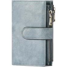 Women's RFID Wallet with 2 Zipper Pockets and 3 ID Windows